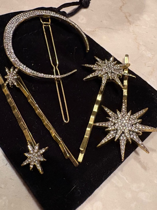 Anthropologie Accessories - Anthropologie Celestial Gold Moon & Star Rhinestone Hair Pin Set (five pieces)
